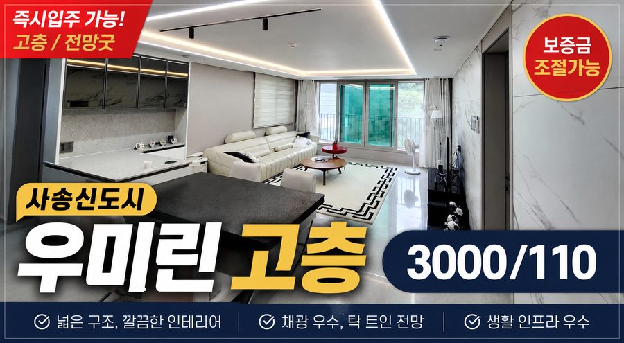 사송신도시 우미린 고층 거실 인테리어
